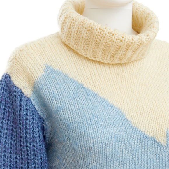 80’s hand knit fair isle sweater / turtleneck - Picture 6 of 7